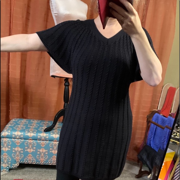 Dress-Black knit, sweater dress, cotton blend, Style & Co. Petite Small - Picture 2 of 11